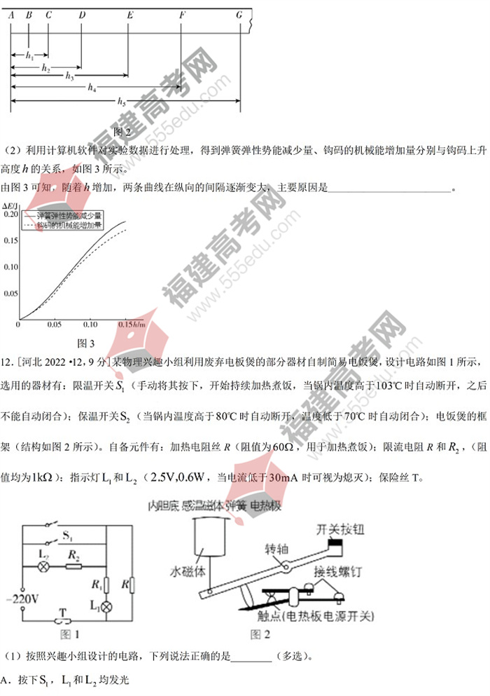 2022年河北高考物理考试真题 2022年河北高考物理考试真题