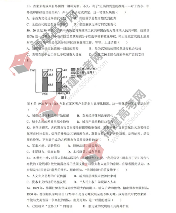 2022年江西高考文综真题 2022年江西高考文综真题