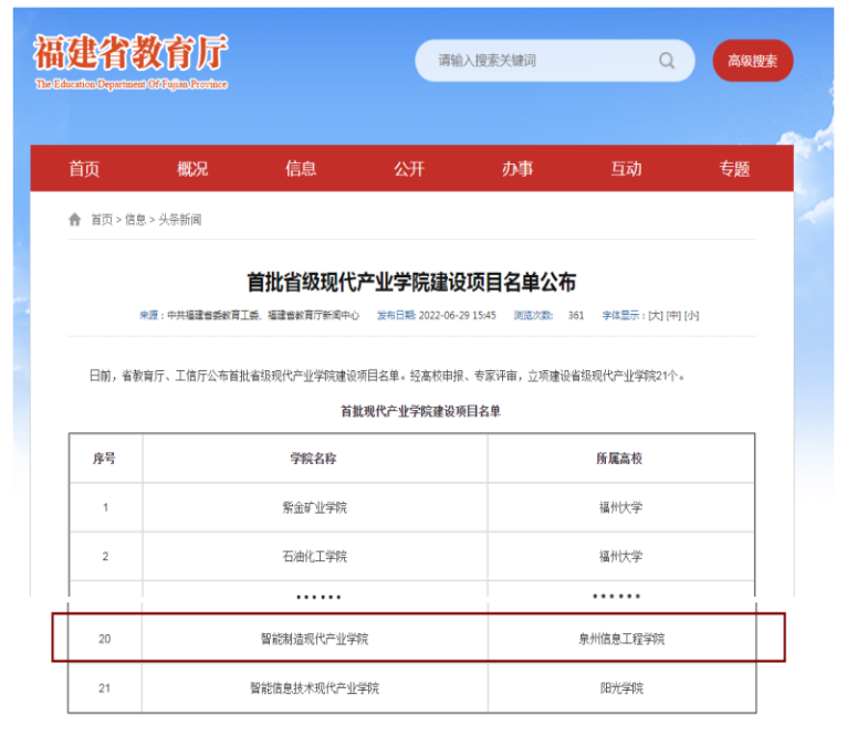 泉州信息工程学院获首批省级现代产业学院建设项目立项