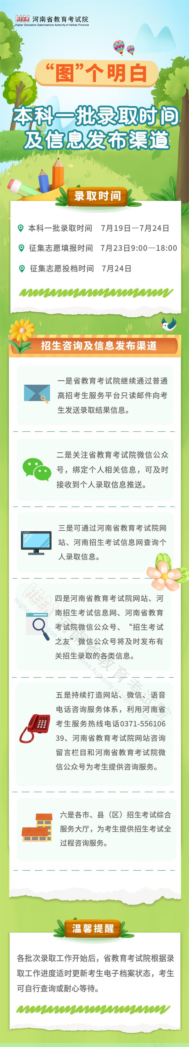 河南：“图”个明白 | 本科一批录取时间及信息发布渠道